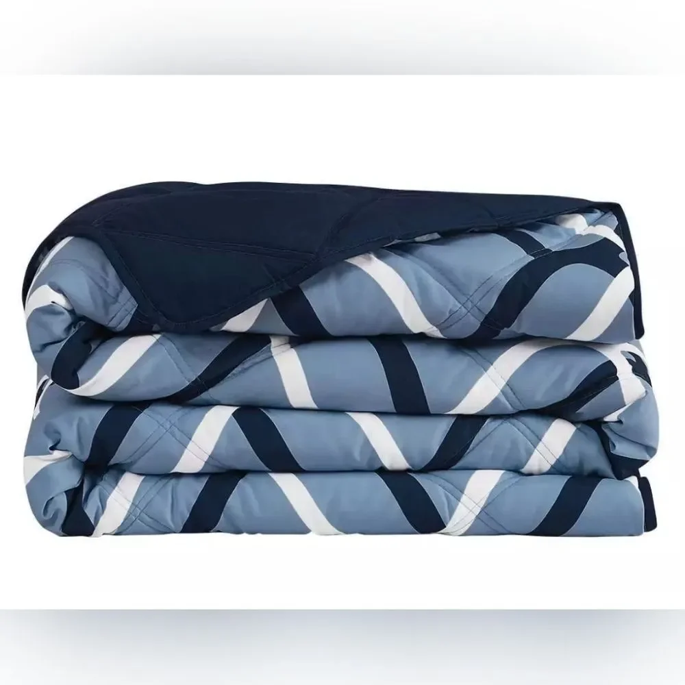 SEASONS Queen Alternative Down Diamond Quilted Reversible Comforter Navy Blue